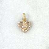 Dije Doble Corazon 0.9gr / 1.8cm / Circones Blancos Oro Amarillo