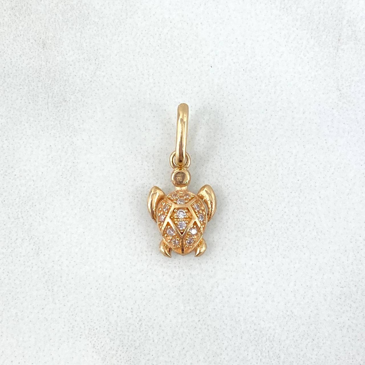 Dije Tortuga 0.8gr / 1.8cm / Circones Blancos Oro Amarillo