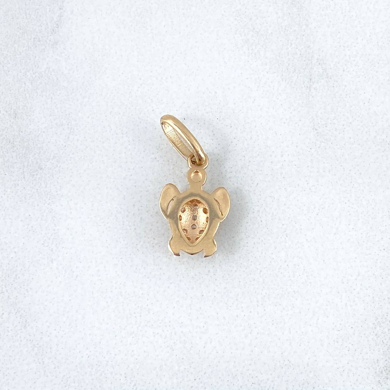 Dije Tortuga 0.8gr / 1.8cm / Circones Blancos Oro Amarillo