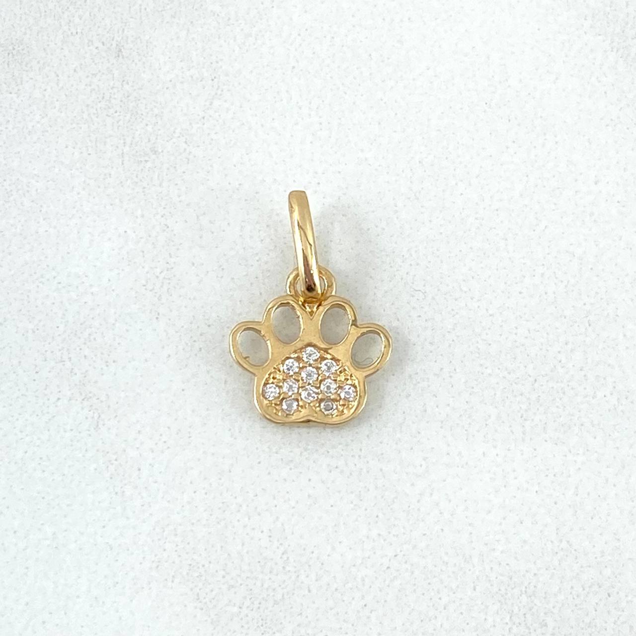 Dije Huella 0.6gr / 1.5cm / Circones Blancos Oro Amarillo