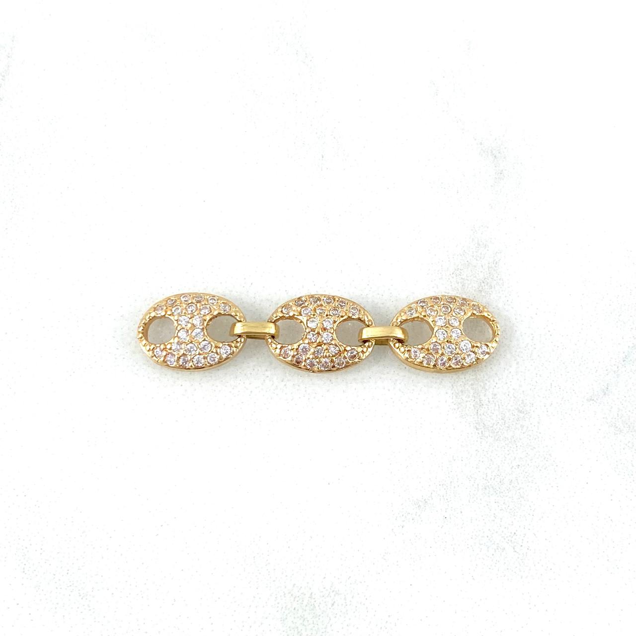 Herraje GC 2.5gr / 3.3cm / Circones Blancos ( 3 Eslabones) Oro Amarillo