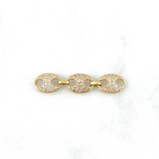 Herraje GC 2.5gr / 3.3cm / Circones Blancos ( 3 Eslabones) Oro Amarillo