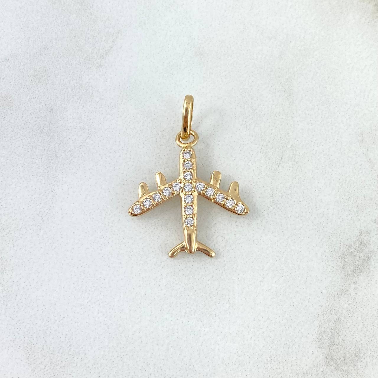 Dije Avion 1.7gr / 2.4cm / Circones Blancos Oro Amarillo