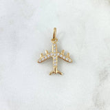 Dije Avion 1.7gr / 2.4cm / Circones Blancos Oro Amarillo