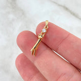 Dije Gato 1.8gr / 2.7cm / Colgante Circon Blanco Oro Amarillo 18K (Oferta)
