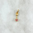 Dije Corazon Vertebral 0.8gr / 1.8cm / Circones Fucsias Oro Amarillo 18K (Oferta) ©