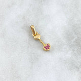 Dije Corazon Vertebral 0.8gr / 1.8cm / Circones Fucsias Oro Amarillo 18K (Oferta) ©