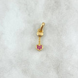Dije Corazon Vertebral 0.8gr / 1.8cm / Circones Fucsias Oro Amarillo 18K (Oferta) ©