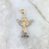 Dije San Miguel Arcángel 6.45gr / 5cm / Circones Blancos Dos Oros Amarillo Blanco *