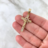 Dije Cruz Cristo 5gr / 4.5cm / Latino Cruzado Circones Blancos Oro Amarillo ©