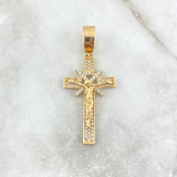 Dije Cruz Cristo 5gr / 4.5cm / Latino Cruzado Circones Blancos Oro Amarillo ©
