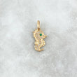 Dije Caballito de Mar 1.35gr / 2.3cm / Circones Blancos Ojo Verde Oro Amarillo 18K (Oferta) ©