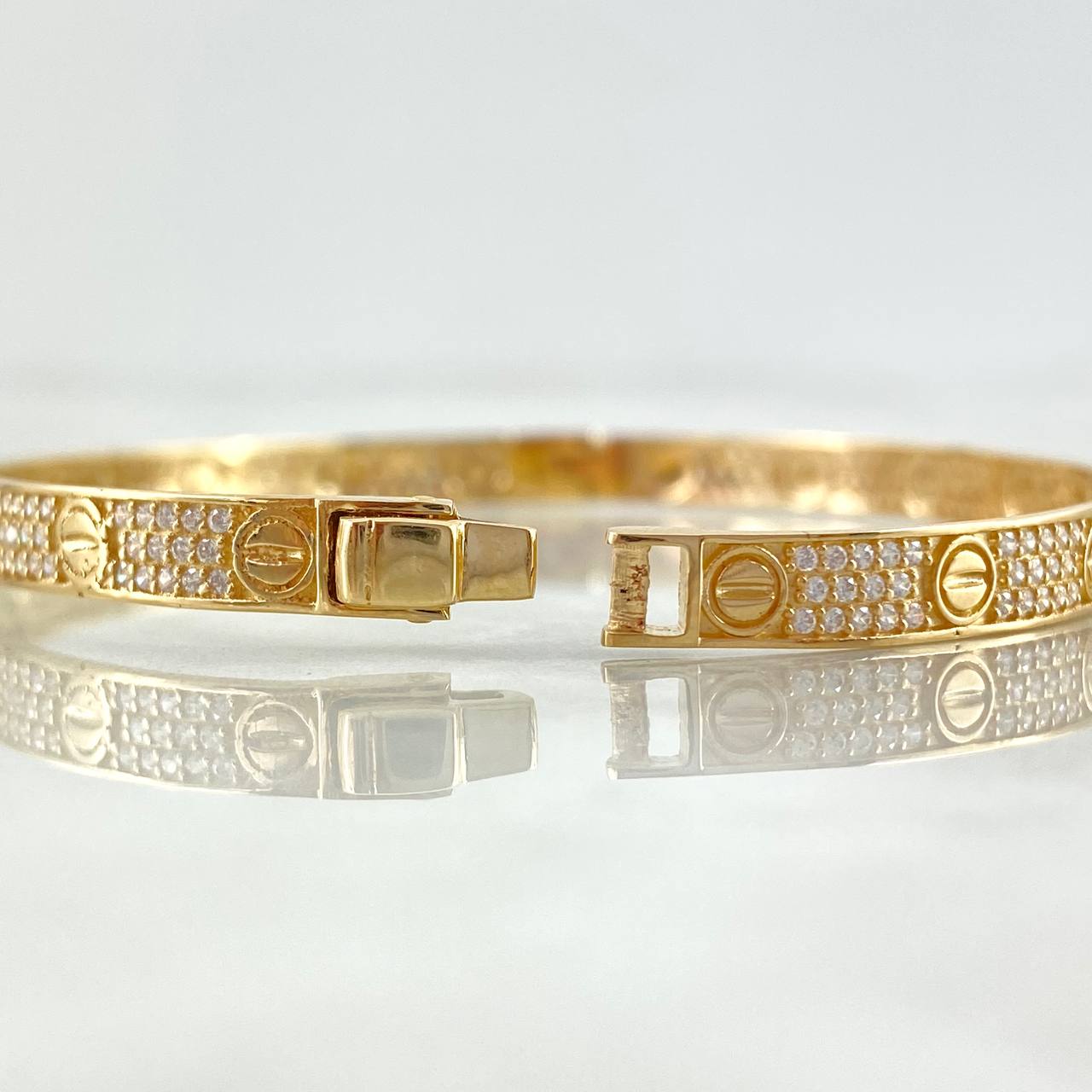 Pulso Aro Tornillo 9.45gr / 18cm / 5mm Circones Blancos Oro Amarillo ©