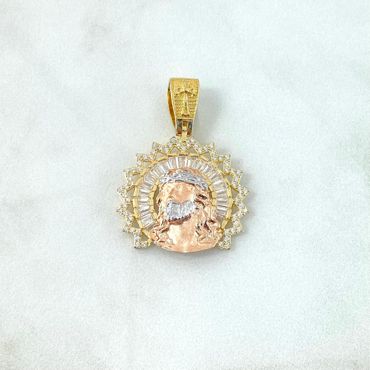 Dije Rostro Cristo 7.55 g / 3.4 cm Tres Oros Amarillo Blanco 18K