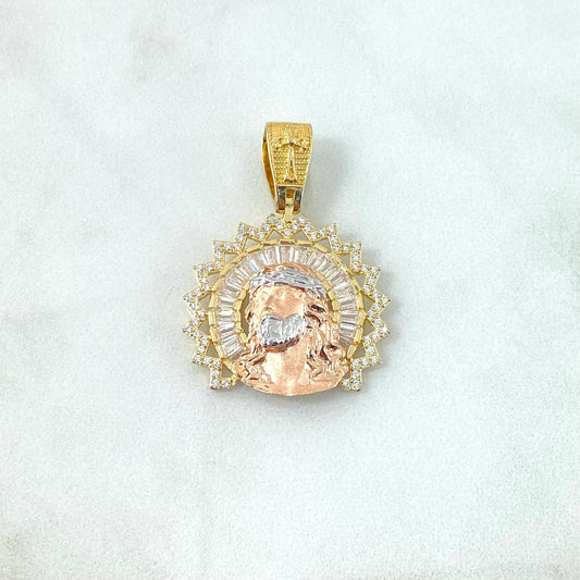 Dije Rostro Cristo 7.55 g / 3.4 cm Tres Oros Amarillo Blanco 18K