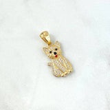 Dije Gato 3.45gr / 3cm / Circones Blancos Ojos Negros Oro Amarillo