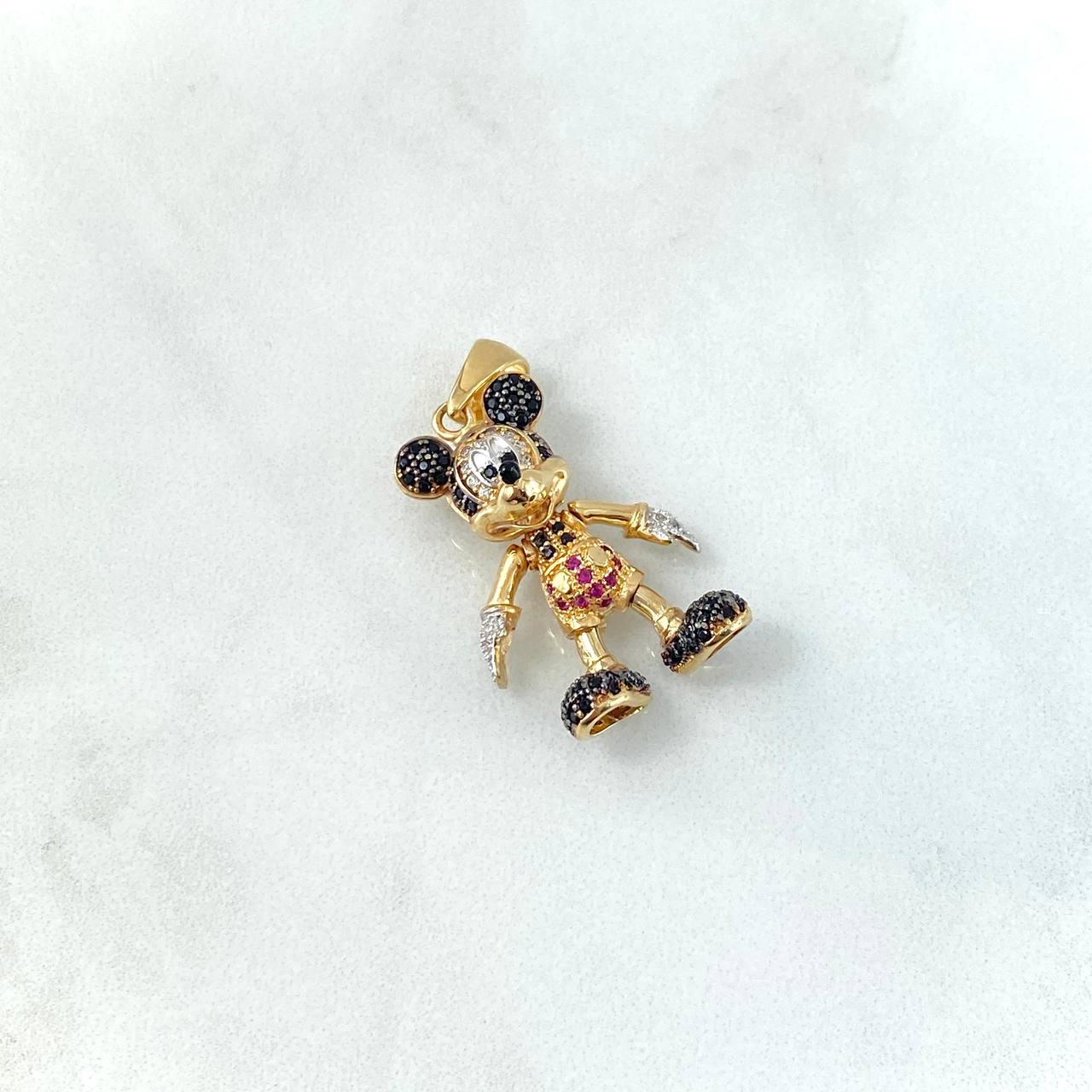 Dije Raton Mickey Articulado 6.8gr / 3.4cm / Circones Negros Blancos Fucsias Dos Oros Amarillo Blanco