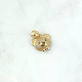 Dije Cabeza de Oso Corbatin 2.85gr / 2.2cm / Circones Blancos Negros Ojos Verdes Oro Amarillo