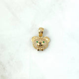 Dije Cabeza de Oso Corbatin 2.85gr / 2.2cm / Circones Blancos Negros Ojos Verdes Oro Amarillo