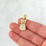 Dije Gato 3.25gr / 3cm / Circones Blancos Ojos Azules Oro Amarillo ©