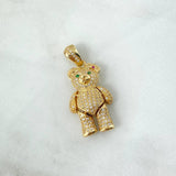 Dije Oso Articulado 8.8gr / 3.5cm / Moño Circones Blancos Fucsia Ojos Verdes Oro Amarillo ©