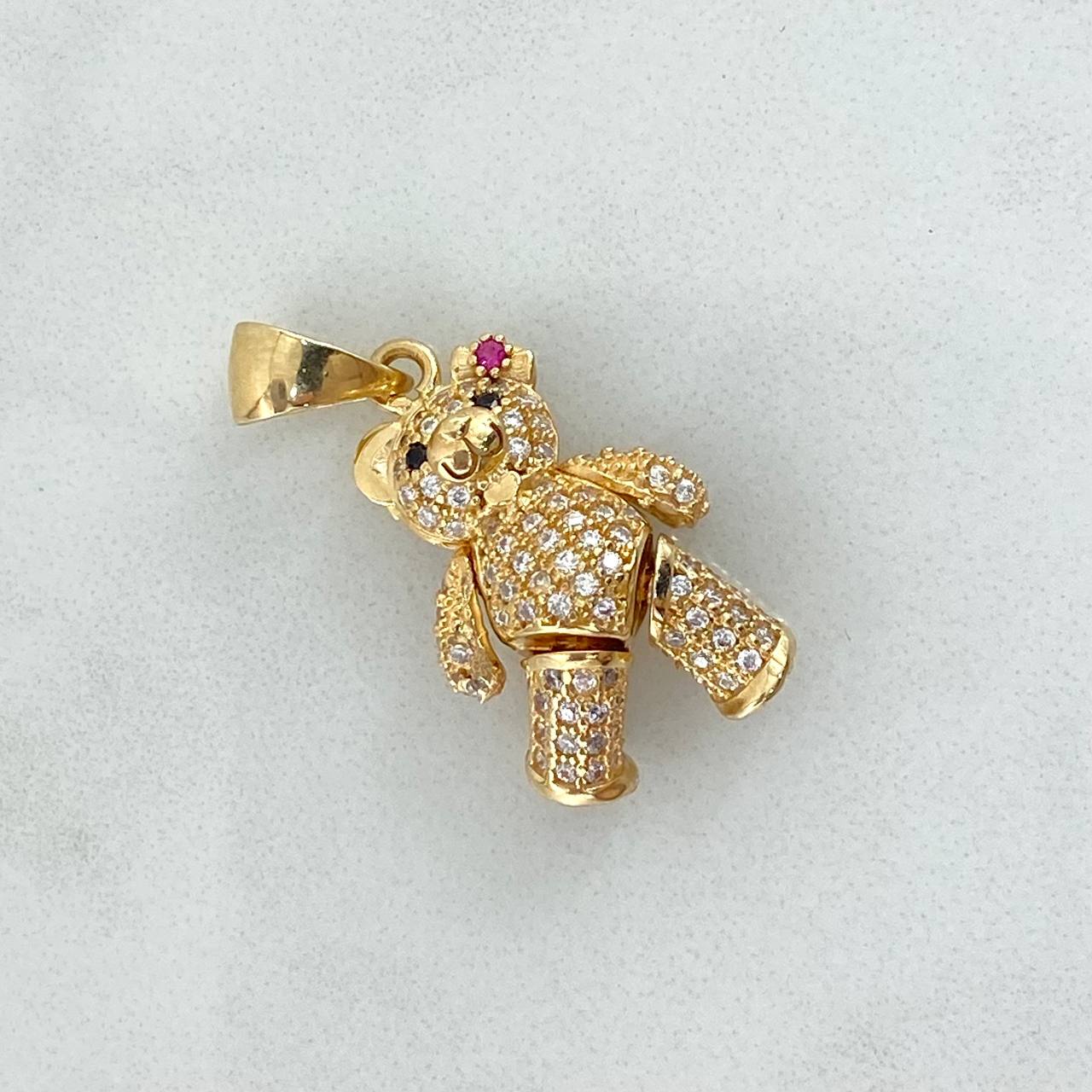 Dije Oso Articulado 4.45gr / 2.8cm / Moño Circones Blancos Negro Fucsia Oro Amarillo ©