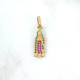Dije Virgen de Guadalupe 1.1gr / 2.3cm / Circones Verdes Fucsias Oro Amarillo