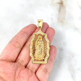 Dije Virgen de Guadalupe 12.85gr / 4.8cm / Filigrana Circones Blancos Verdes Fucsias Oro Amarillo