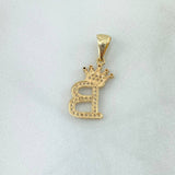 Dije Letra B Corona 1.75gr / 2.6cm / Circones Blancos Oro Amarillo