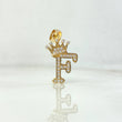 Dije Letra F Corona 1.6gr / 2.6cm / Circones Blancos Oro Amarillo