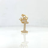 Dije Letra I Corona 1.45gr / 2.6cm / Circones Blancos Oro Amarillo ©