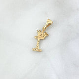 Dije Letra I Corona 1.45gr / 2.6cm / Circones Blancos Oro Amarillo ©