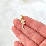 Dije Letra I Corona 1.45gr / 2.6cm / Circones Blancos Oro Amarillo ©