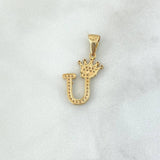 Dije Letra U Corona 1.6gr / 2.6cm / Circones Blancos Oro Amarillo