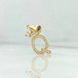 Dije Letra Q Corona 1.6gr / 2.6cm / Circones Blancos Oro Amarillo