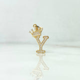 Dije Letra Y Corona 1.6gr / 2.6cm / Circones Blancos Oro Amarillo *