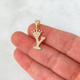Dije Letra Y Corona 1.5gr / 2.6cm / Circones Blancos Oro Amarillo