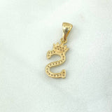 Dije Letra S Corona 1.45gr / 2.6cm / Circones Blancos Oro Amarillo