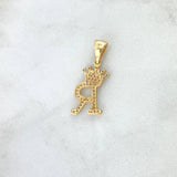 Dije Letra R Corona 1.7gr / 2.6cm / Circones Blancos Oro Amarillo