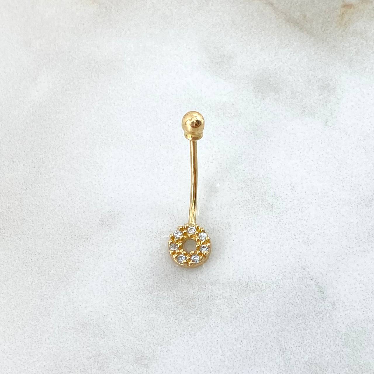 Piercing Circulo ( Ombligo ) 0.65gr / 2cm-1mm Circones Blancos Oro Amarillo (Joya)