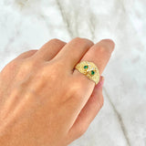 Anillo Búho 5.7gr / T9 3/4 / Circones Verdes Oro Amarillo