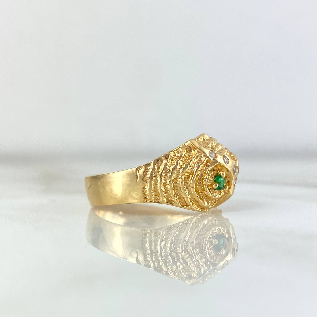 Anillo Búho 5.7gr / T9 3/4 / Circones Verdes Oro Amarillo