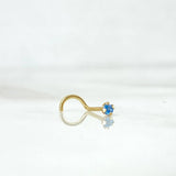 Piercing Chispa Curva 0.15gr / 0.7cm / Circon Celeste Oro Amarillo (Joya) *