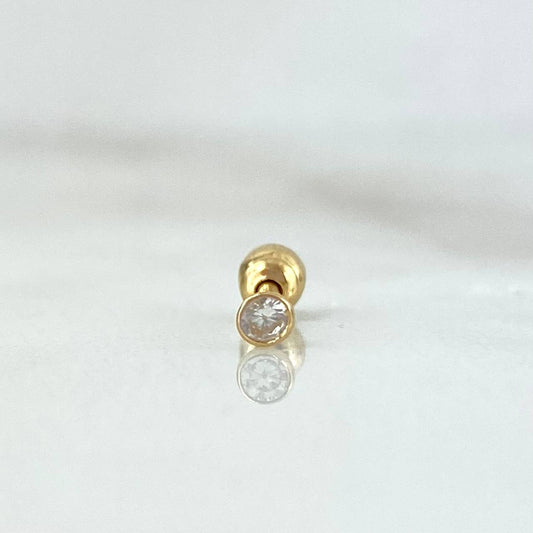 Piercing Bisel Recto 0.25gr / 1.1cm / Rosca Bola Circon Blanco Oro Amarillo 18K (Joya)