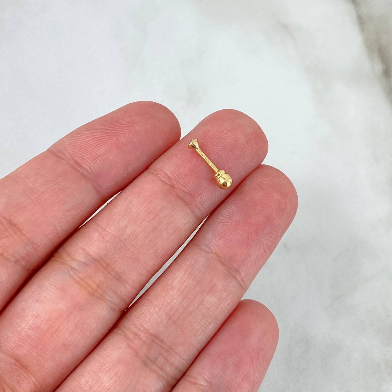 Piercing Bisel Recto 0.25gr / 1.1cm / Rosca Bola Circon Blanco Oro Amarillo 18K (Joya)