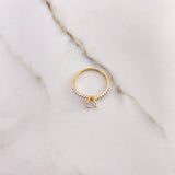 Anillo Linea Invertida 1.6gr / T6 1/4 / Solitario Circones Blancos Dos Oros Amarillo Blanco &
