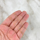 Tobillera Aro Seguido Tipo Militar 0.75gr / 25.5cm / 1mm Bola Lisa Oro Amarillo +3