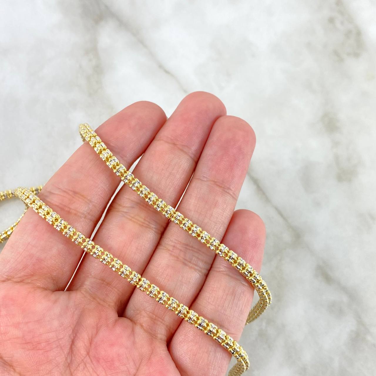 Cadena Ice 24.15gr / 60cm / 3.3mm Diamantada Dos Oros Amarillo Blanco +3 ©