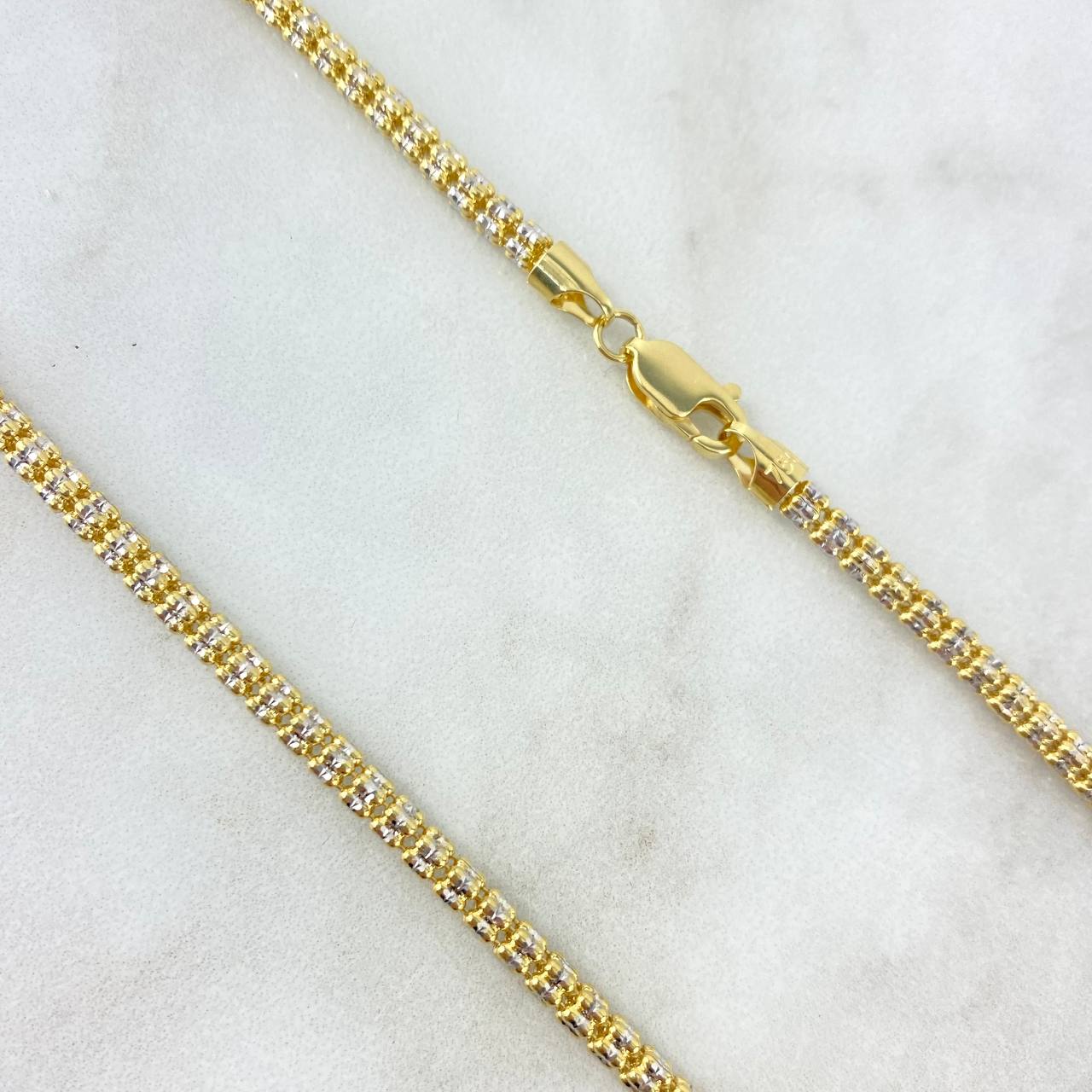 Cadena Ice 24.15gr / 60cm / 3.3mm Diamantada Dos Oros Amarillo Blanco +3 ©