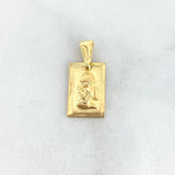 Dije Placa Rectangular Ángel 1.2gr / 2.1cm-1cm / Bordes Lisos Oro Amarillo ©
